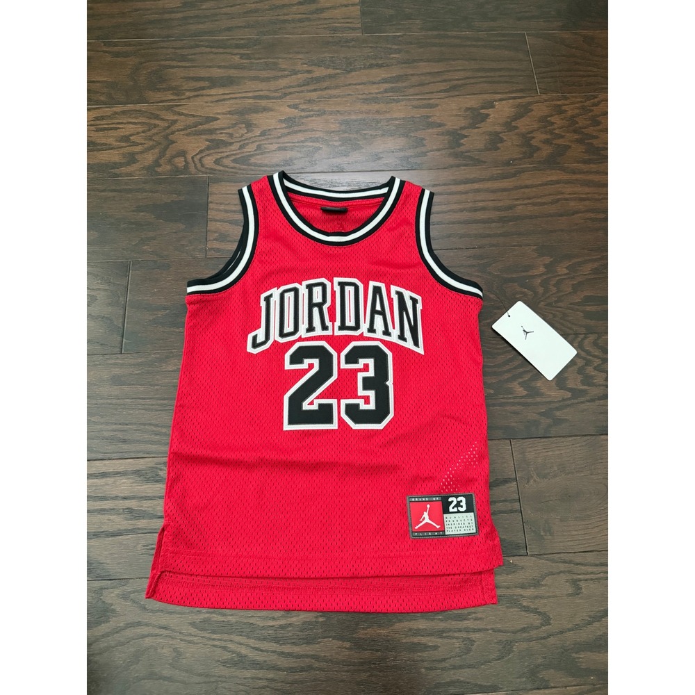 Jordan Boys Gym Red 23 Mesh Basketball Jersey Size 7 85A773-R78